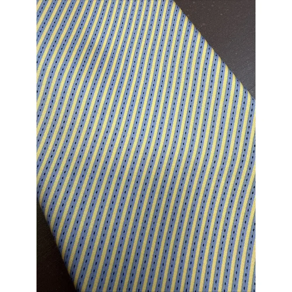STEFANO RICCI Luxury Collection Silk Necktie ITALY Striped Yellow Blue Mens Tie